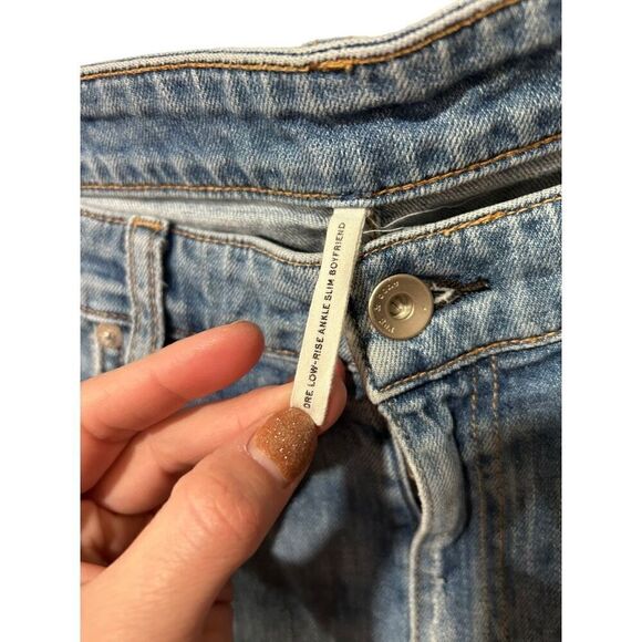 Rag & Bone Distressed Low Rise Ankle Slim Fit Boyfriend Jeans Blue Denim Size 31 - Picture 3 of 15